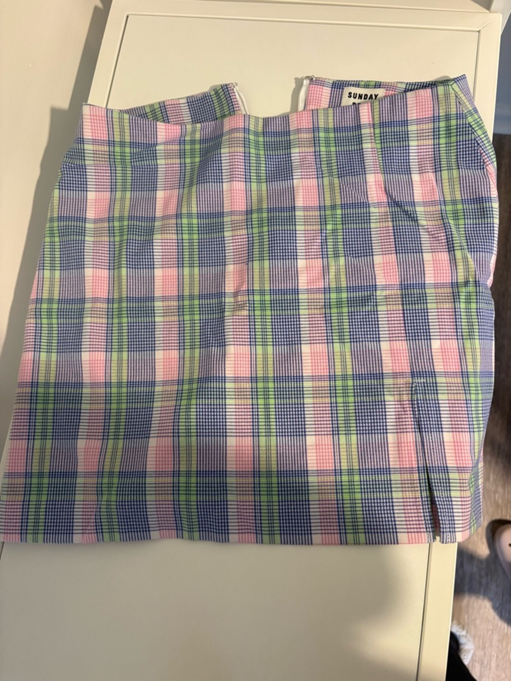 Sunday Best Pink Plaid Mini Skirt with Blue & Green Checks